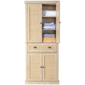 Rattan Wooden Wardrobe - N/A