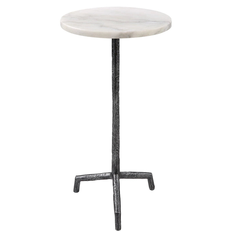 Uttermost Puritan White Marble Drink Table - 12 W X 23.5 H X 12 D (in)