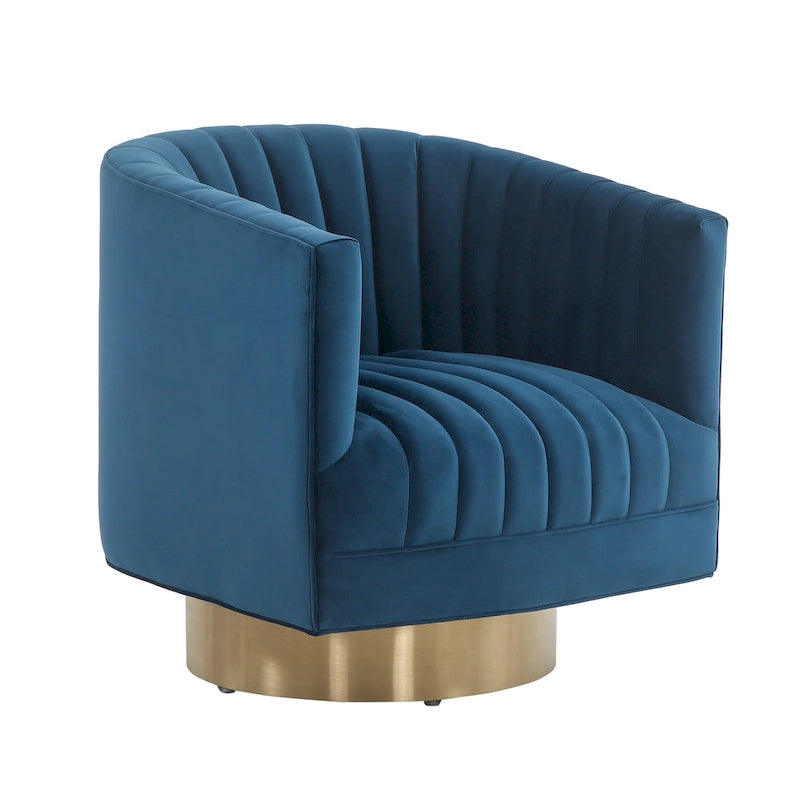 SAFAVIEH Couture Matejka Swivel Channel Tufted Barrel Chair - 28  W x 31  L x 30  H - 28Wx31Dx30H