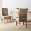 SAFAVIEH Charolette Indoor Wicker Brown Sloping Arm Chairs (Set of 2) - 20  x 24  x 39  - 20Wx24Dx39H