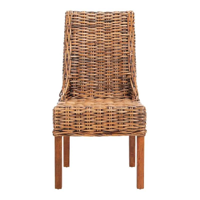 SAFAVIEH Charolette Indoor Wicker Brown Sloping Arm Chairs (Set of 2) - 20  x 24  x 39  - 20Wx24Dx39H