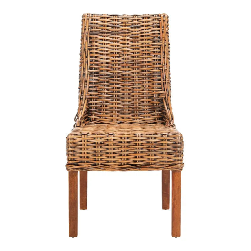 SAFAVIEH Charolette Indoor Wicker Brown Sloping Arm Chairs (Set of 2) - 20  x 24  x 39  - 20Wx24Dx39H