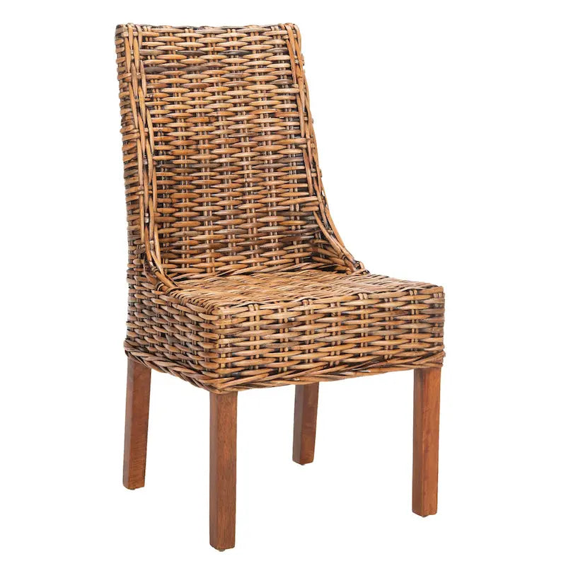 SAFAVIEH Charolette Indoor Wicker Brown Sloping Arm Chairs (Set of 2) - 20  x 24  x 39  - 20Wx24Dx39H