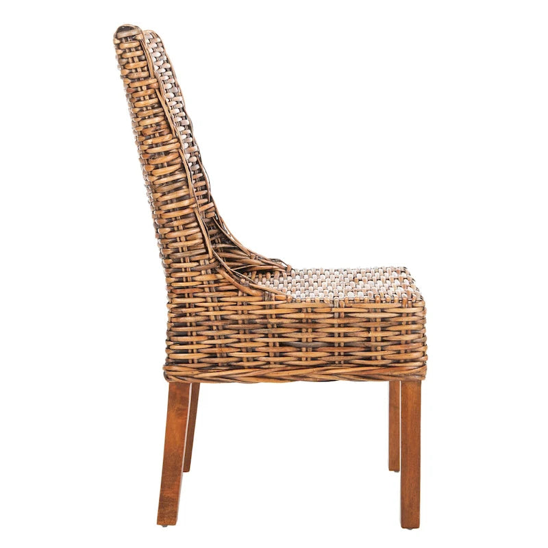 SAFAVIEH Charolette Indoor Wicker Brown Sloping Arm Chairs (Set of 2) - 20  x 24  x 39  - 20Wx24Dx39H