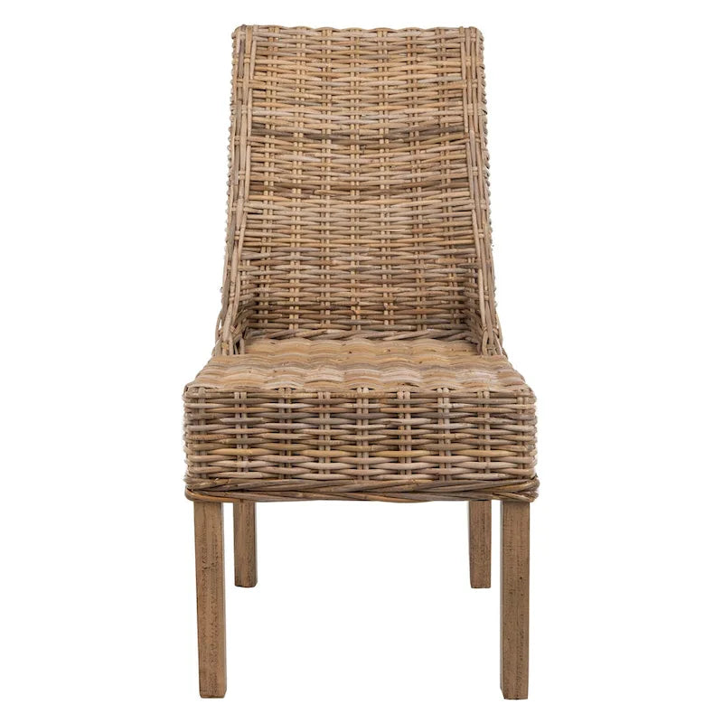 SAFAVIEH Charolette Indoor Wicker Brown Sloping Arm Chairs (Set of 2) - 20  x 24  x 39  - 20Wx24Dx39H