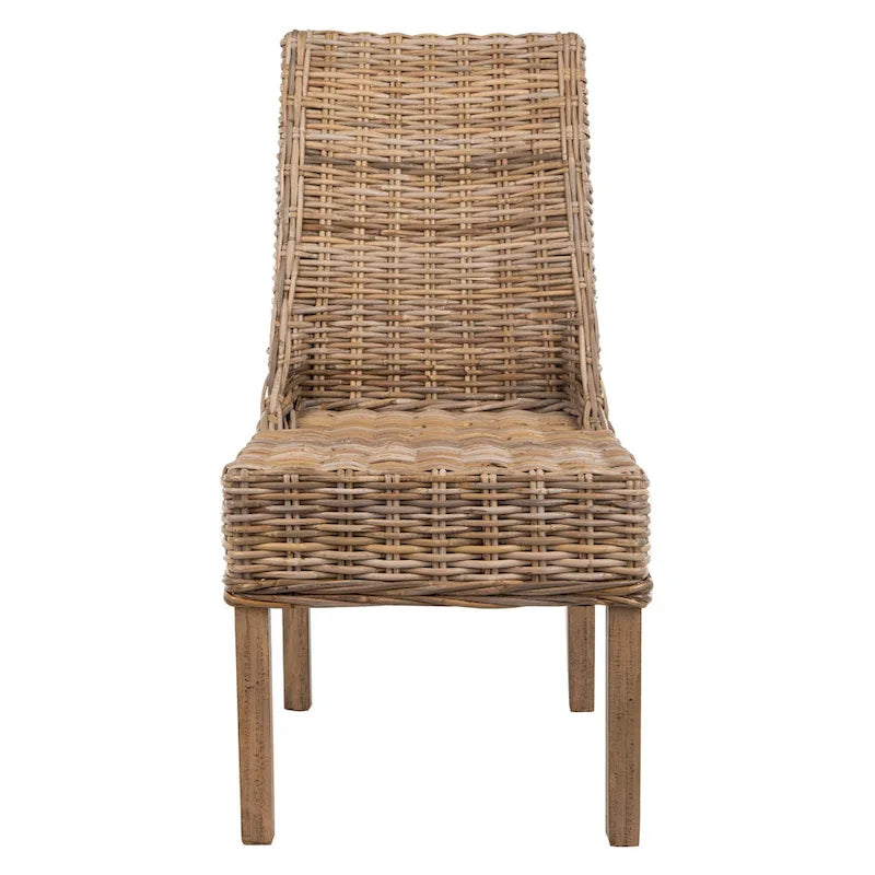 SAFAVIEH Charolette Indoor Wicker Brown Sloping Arm Chairs (Set of 2) - 20  x 24  x 39  - 20Wx24Dx39H