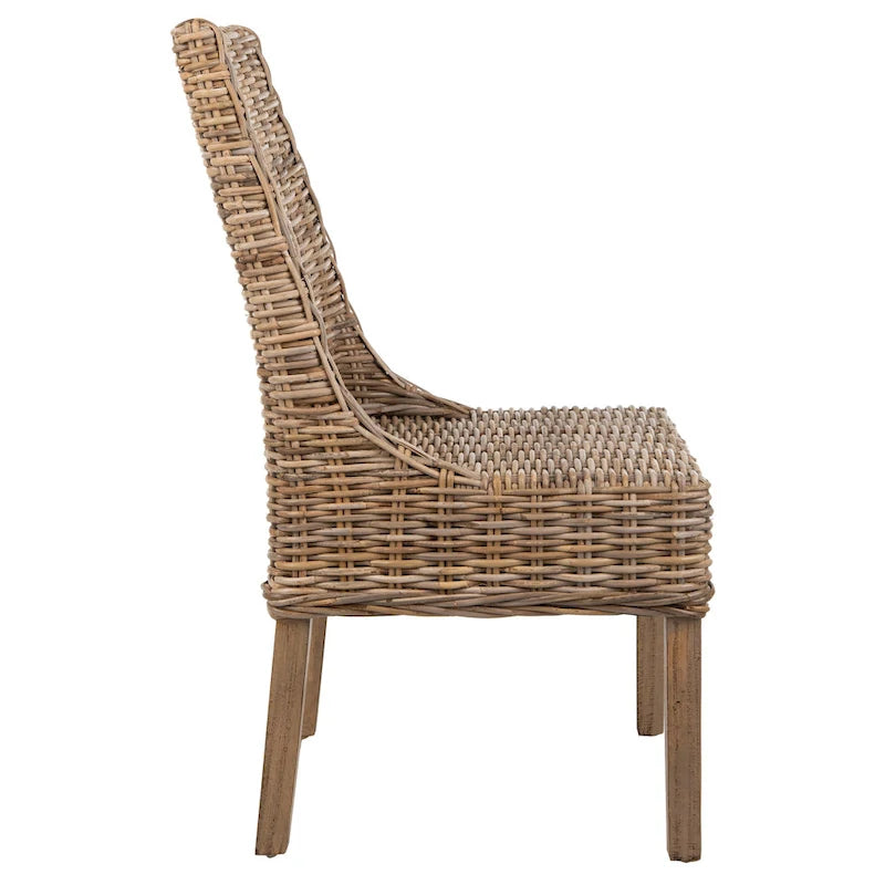 SAFAVIEH Charolette Indoor Wicker Brown Sloping Arm Chairs (Set of 2) - 20  x 24  x 39  - 20Wx24Dx39H