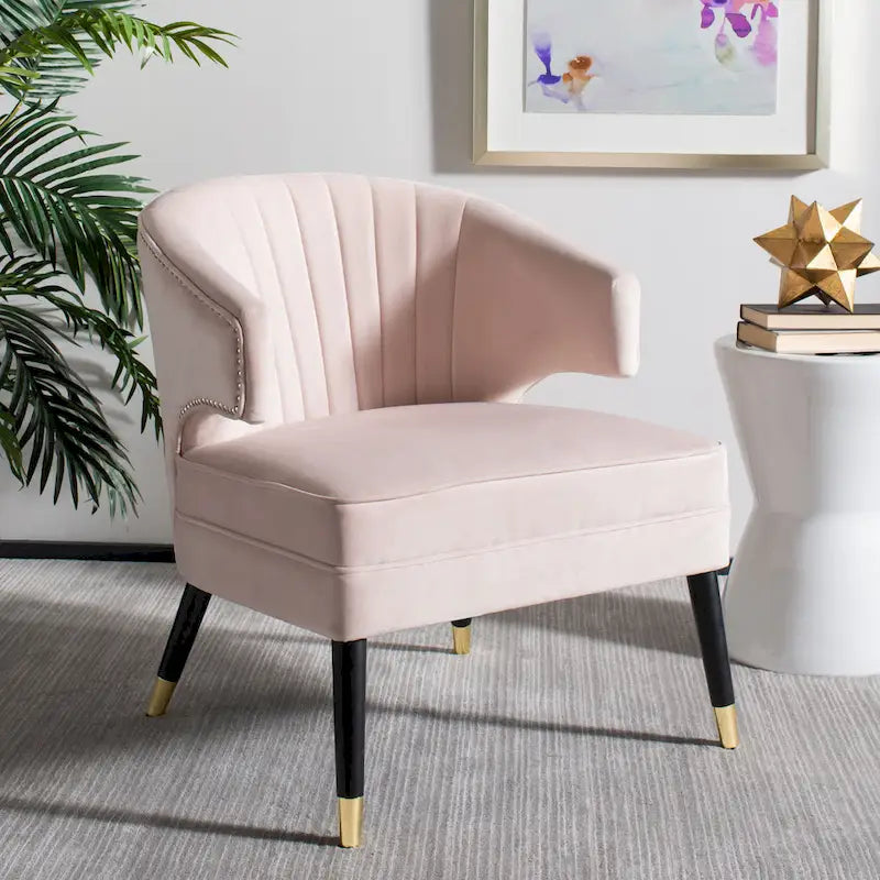 SAFAVIEH Amalia Velvet Wingback Accent Chair - 26.8  x 28  x 31.9  - 27Wx28Dx32H