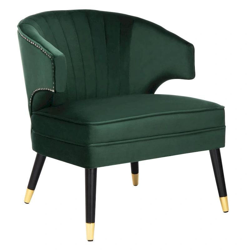SAFAVIEH Amalia Velvet Wingback Accent Chair - 26.8  x 28  x 31.9  - 27Wx28Dx32H
