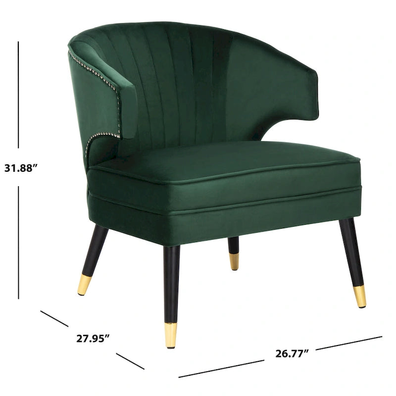 SAFAVIEH Amalia Velvet Wingback Accent Chair - 26.8  x 28  x 31.9  - 27Wx28Dx32H