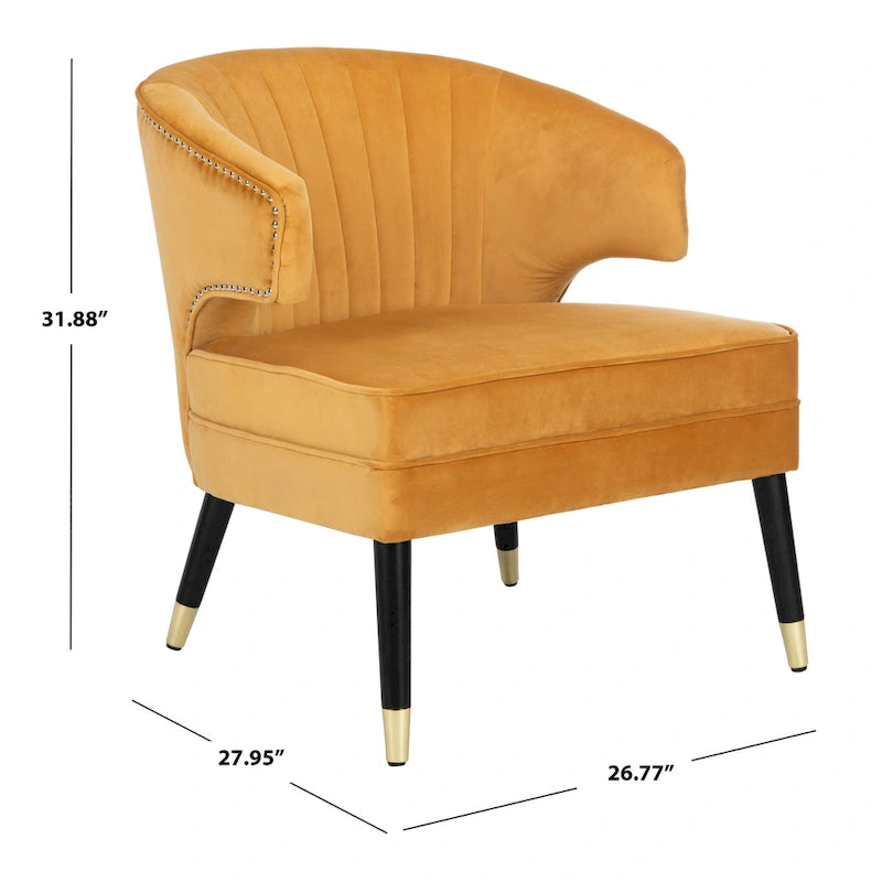 SAFAVIEH Amalia Velvet Wingback Accent Chair - 26.8  x 28  x 31.9  - 27Wx28Dx32H