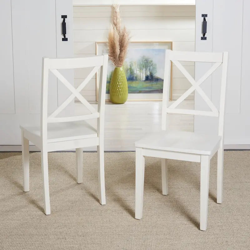 SAFAVIEH Lulla Farmhouse x-Back Dining Chair (Set of 2) - 18.4  W x 19.9  L x 37  H - 18Wx20Dx37H
