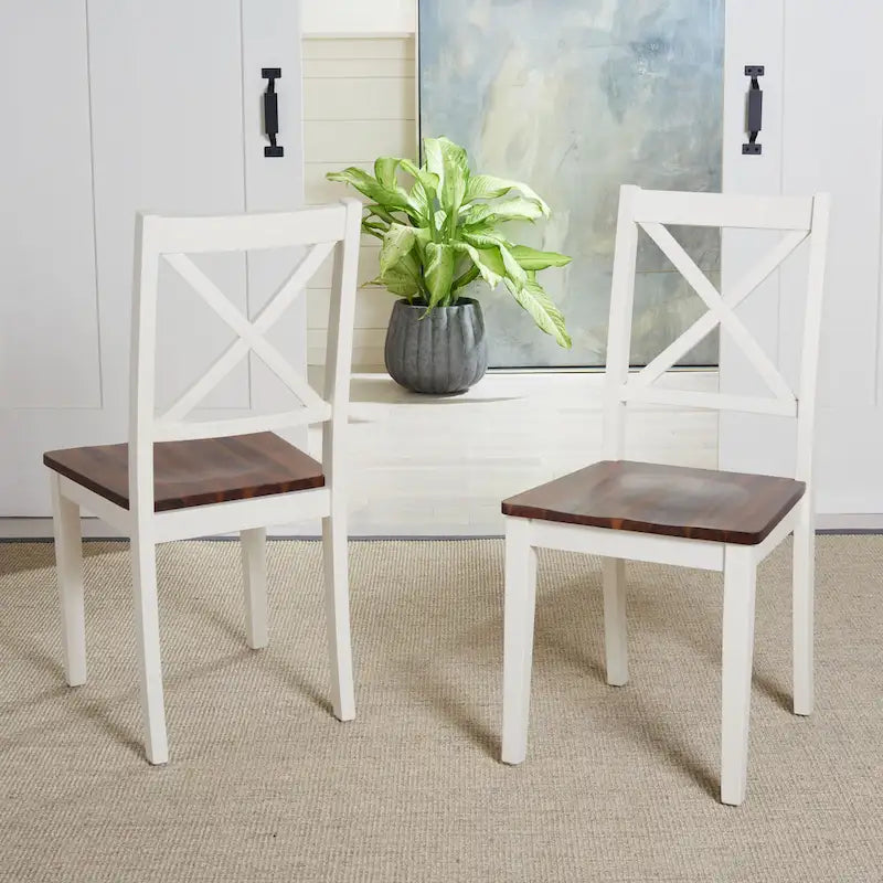 SAFAVIEH Lulla Farmhouse x-Back Dining Chair (Set of 2) - 18.4  W x 19.9  L x 37  H - 18Wx20Dx37H