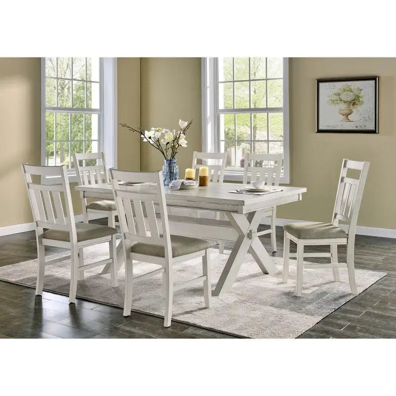Chester Rustic Wood Farmhouse 7 Piece Dining Set
