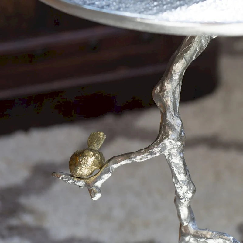 28  White and Gold Welling Demilune Round Side Table