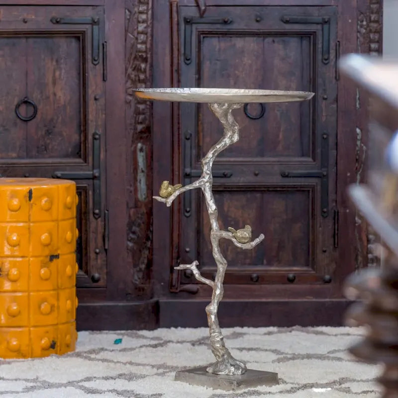 28  White and Gold Welling Demilune Round Side Table