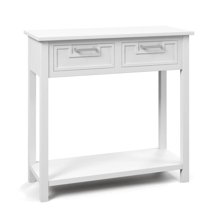 Narrow Console Table with Drawers and Open Storage Shelf - 31.5 L x 14 W x 32 H