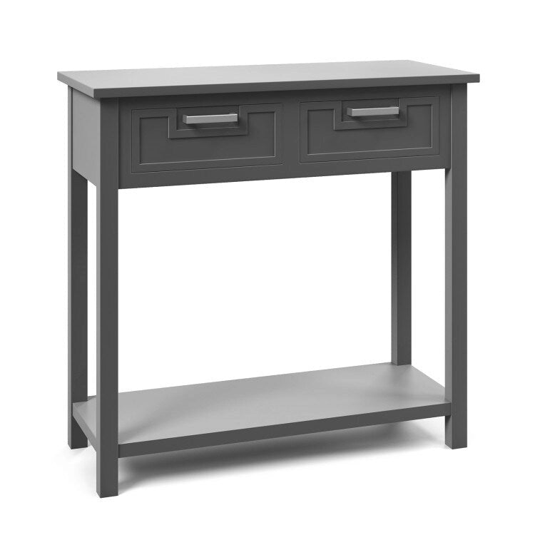 Narrow Console Table with Drawers and Open Storage Shelf - 31.5 L x 14 W x 32 H