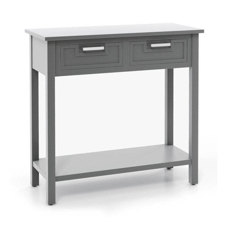 Narrow Console Table with Drawers and Open Storage Shelf - 31.5 L x 14 W x 32 H