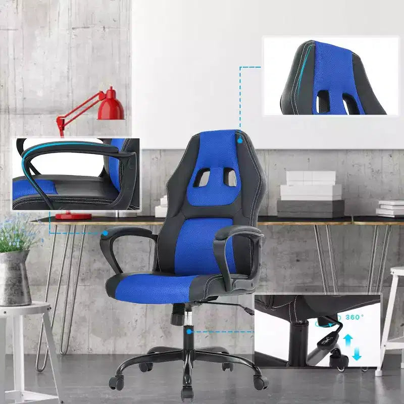 Chaise de bureau FDW Chaise de jeu pour PC Chaise de bureau pas chère en cuir PU Fauteuil de direction pour ordinateur Support lombaire pour femmes et hommes