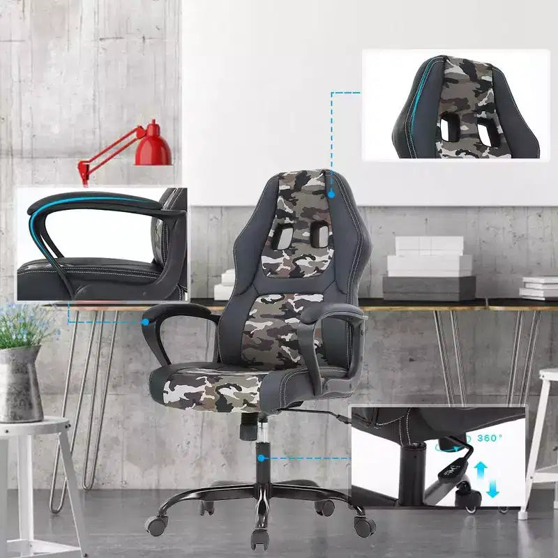 Chaise de bureau FDW Chaise de jeu pour PC Chaise de bureau pas chère en cuir PU Fauteuil de direction pour ordinateur Support lombaire pour femmes et hommes