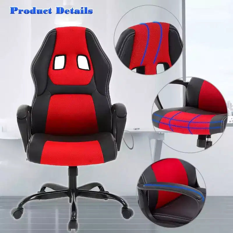 Chaise de bureau FDW Chaise de jeu pour PC Chaise de bureau pas chère en cuir PU Fauteuil de direction pour ordinateur Support lombaire pour femmes et hommes