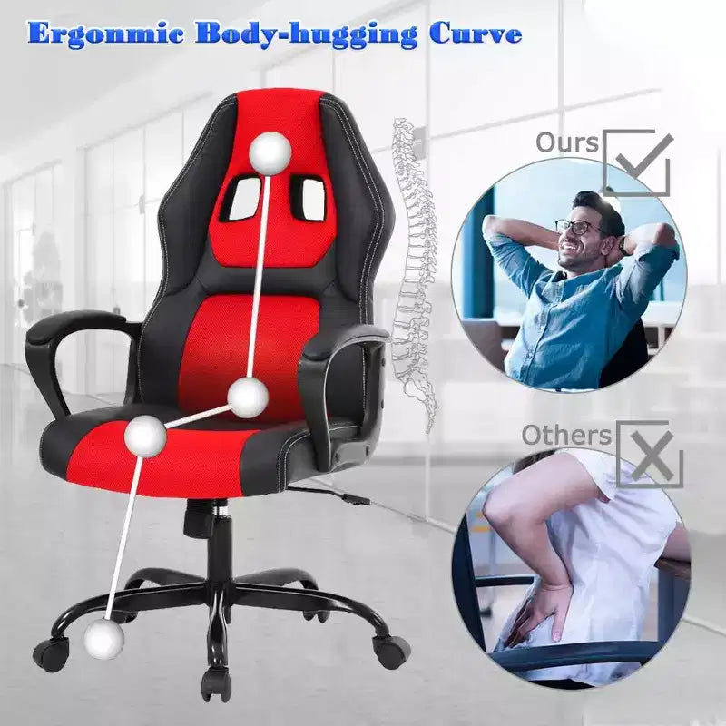 Chaise de bureau FDW Chaise de jeu pour PC Chaise de bureau pas chère en cuir PU Fauteuil de direction pour ordinateur Support lombaire pour femmes et hommes