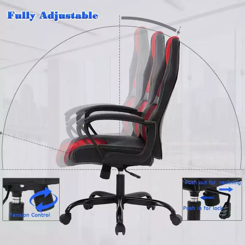 Chaise de bureau FDW Chaise de jeu pour PC Chaise de bureau pas chère en cuir PU Fauteuil de direction pour ordinateur Support lombaire pour femmes et hommes