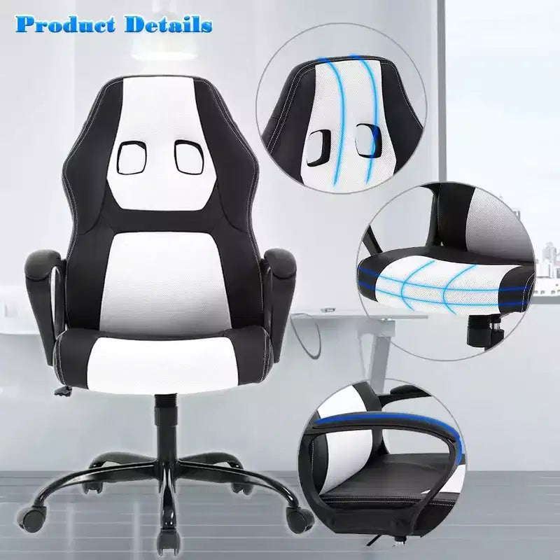 Chaise de bureau FDW Chaise de jeu pour PC Chaise de bureau pas chère en cuir PU Fauteuil de direction pour ordinateur Support lombaire pour femmes et hommes
