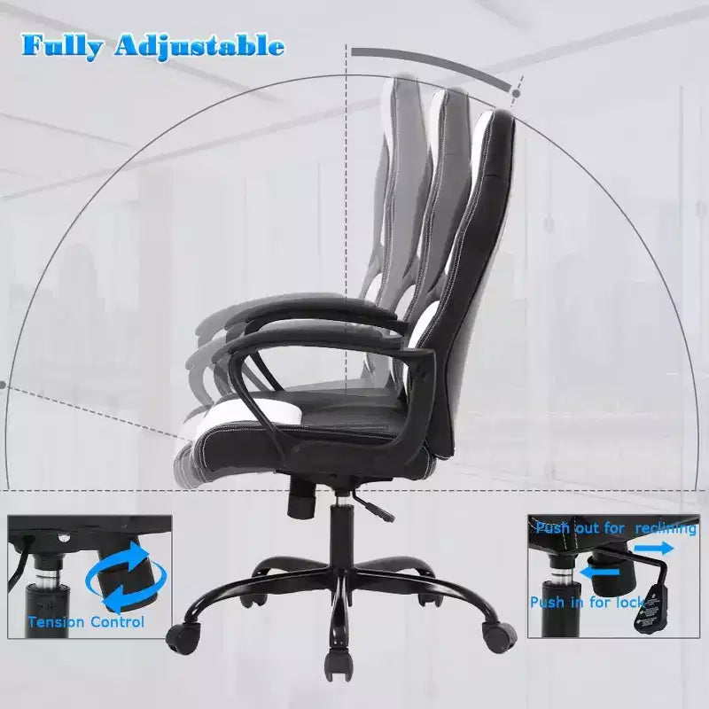 Chaise de bureau FDW Chaise de jeu pour PC Chaise de bureau pas chère en cuir PU Fauteuil de direction pour ordinateur Support lombaire pour femmes et hommes