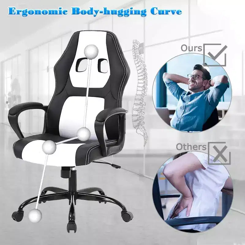Chaise de bureau FDW Chaise de jeu pour PC Chaise de bureau pas chère en cuir PU Fauteuil de direction pour ordinateur Support lombaire pour femmes et hommes