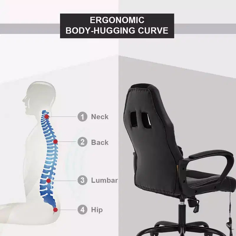 FDW Racing Gaming Chair Home Office Chair Ergonomic Desk Chair Massage PU Leather Computer Chair with Lumbar Support Headrest Armrest