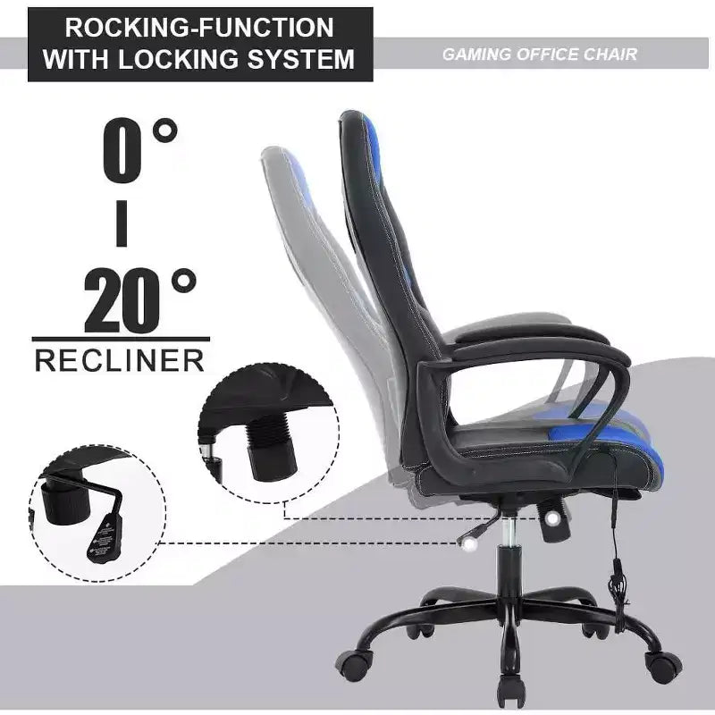FDW Racing Gaming Chair Home Office Chair Ergonomic Desk Chair Massage PU Leather Computer Chair with Lumbar Support Headrest Armrest