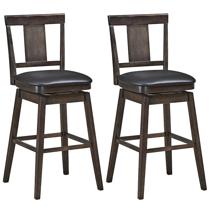Swivel Bar Stool 29 inch Upholstered Pub Height Bar Chair with Rubber - Dark Grey