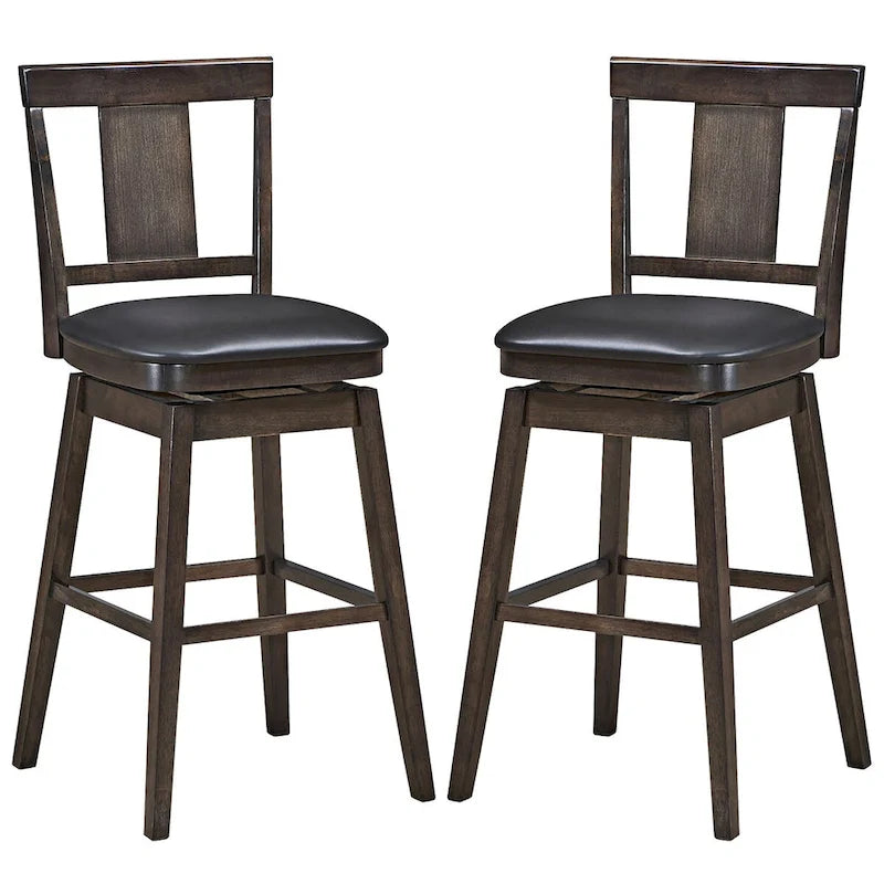 Swivel Bar Stool 29 inch Upholstered Pub Height Bar Chair with Rubber - Dark Grey