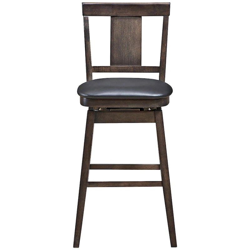 Swivel Bar Stool 29 inch Upholstered Pub Height Bar Chair with Rubber - Dark Grey