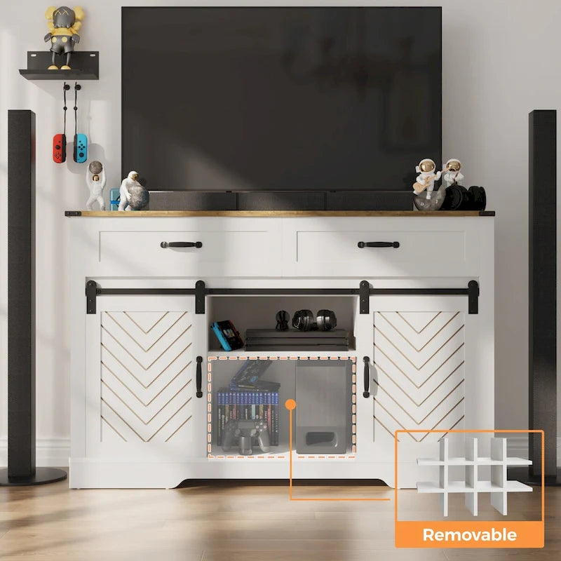 Royalcraft 51.96 Inch Bar Cabinet with Wine Rack and Large Storage