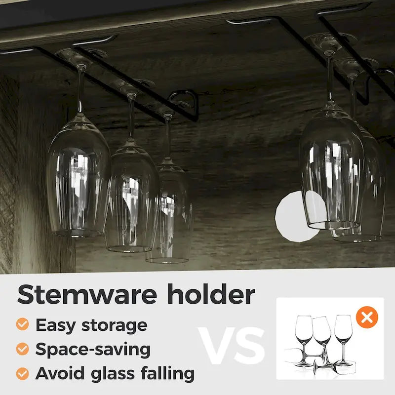 Royalcraft 51.96 Inch Bar Cabinet with Wine Rack and Large Storage