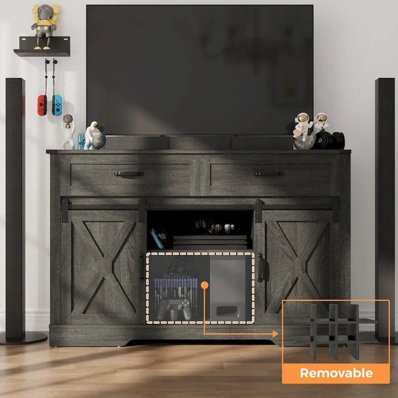 Royalcraft 51.96 Inch Bar Cabinet with Wine Rack and Large Storage