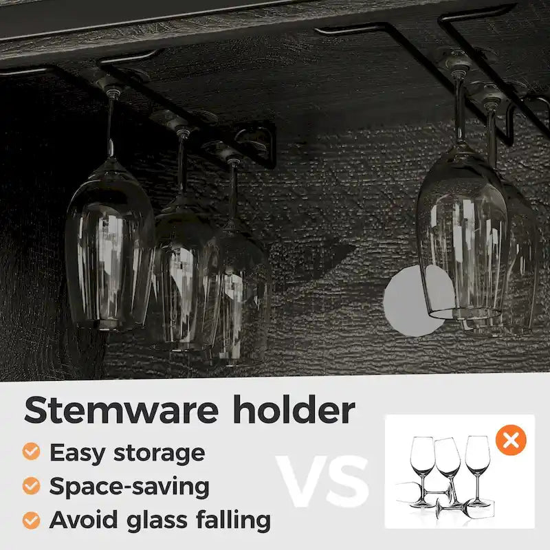 Royalcraft 51.96 Inch Bar Cabinet with Wine Rack and Large Storage