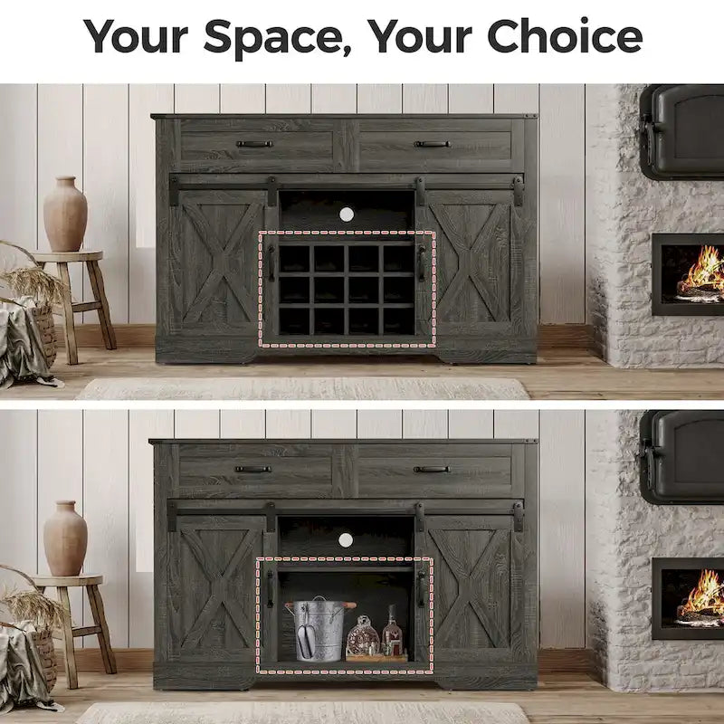 Royalcraft 51.96 Inch Bar Cabinet with Wine Rack and Large Storage