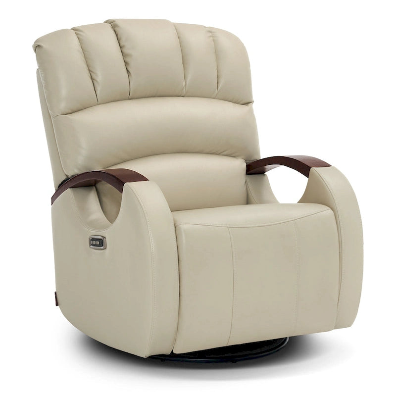 MCombo Power Swivel Glider Rocker Recliner with Adjustable Headrest for Nursery, Faux Leather PR616