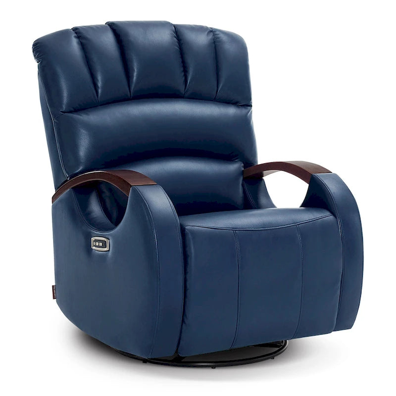 MCombo Power Swivel Glider Rocker Recliner with Adjustable Headrest for Nursery, Faux Leather PR616