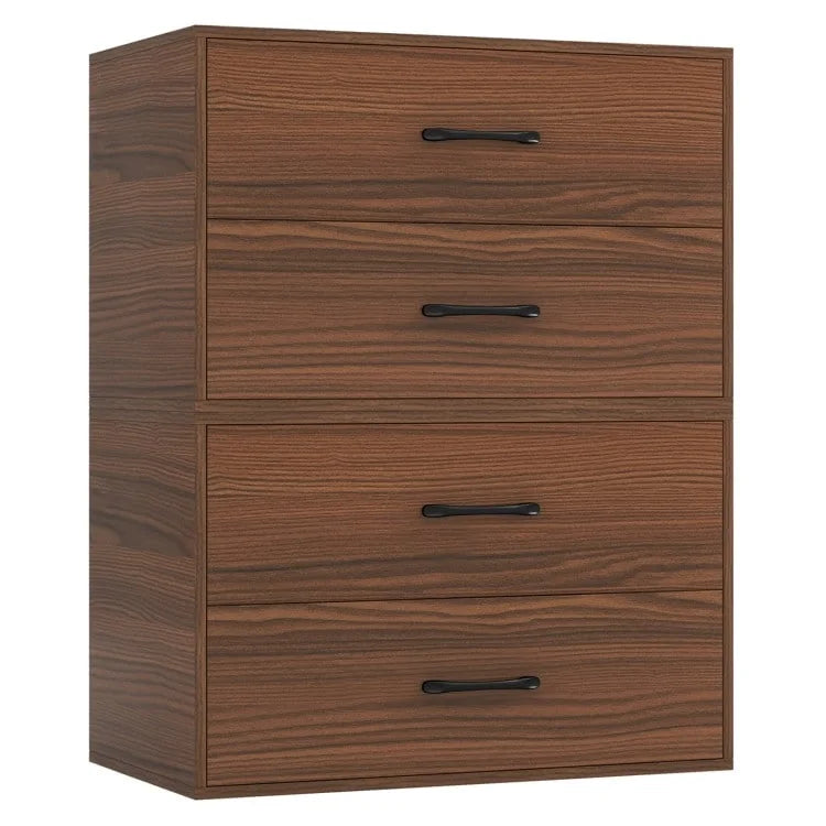 2-Drawer Stackable Horizontal Storage Cabinet Dresser Chest with Handles