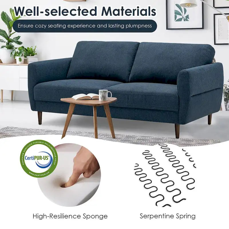Gymax 72  Fabric Sofa Couch Living Room Small Apartment Furniture w/