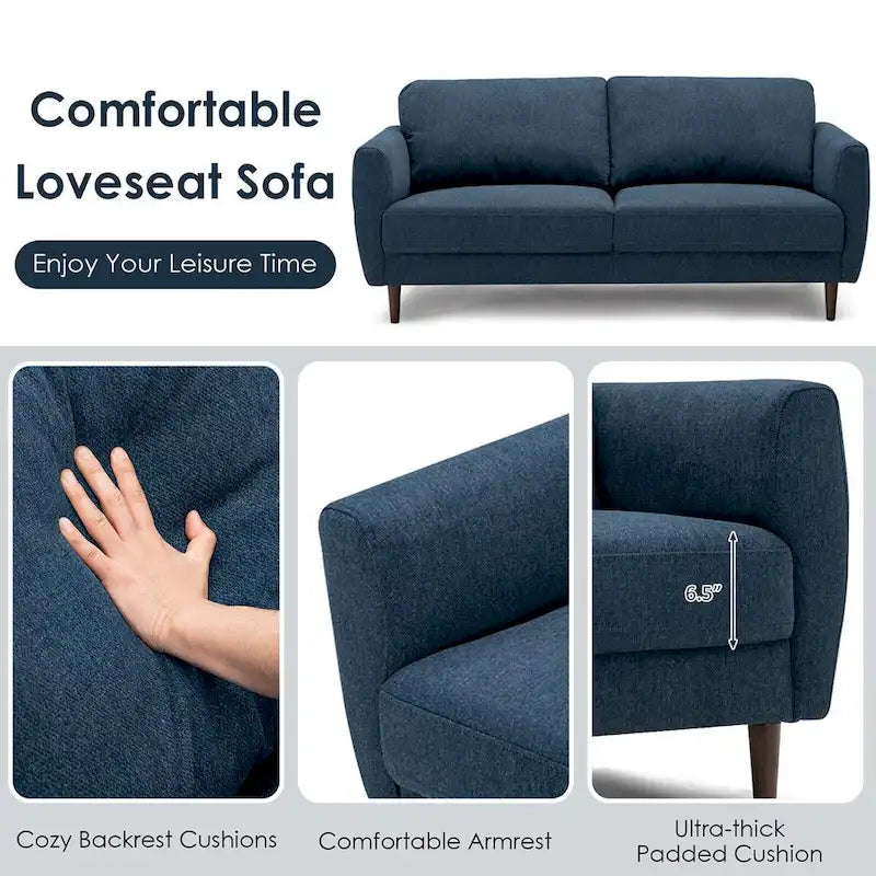 Gymax 72  Fabric Sofa Couch Living Room Small Apartment Furniture w/