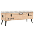vidaXL Storage Bench 43.3  Solid Wood Fir - 43.3  x 15.7  x 19.7 