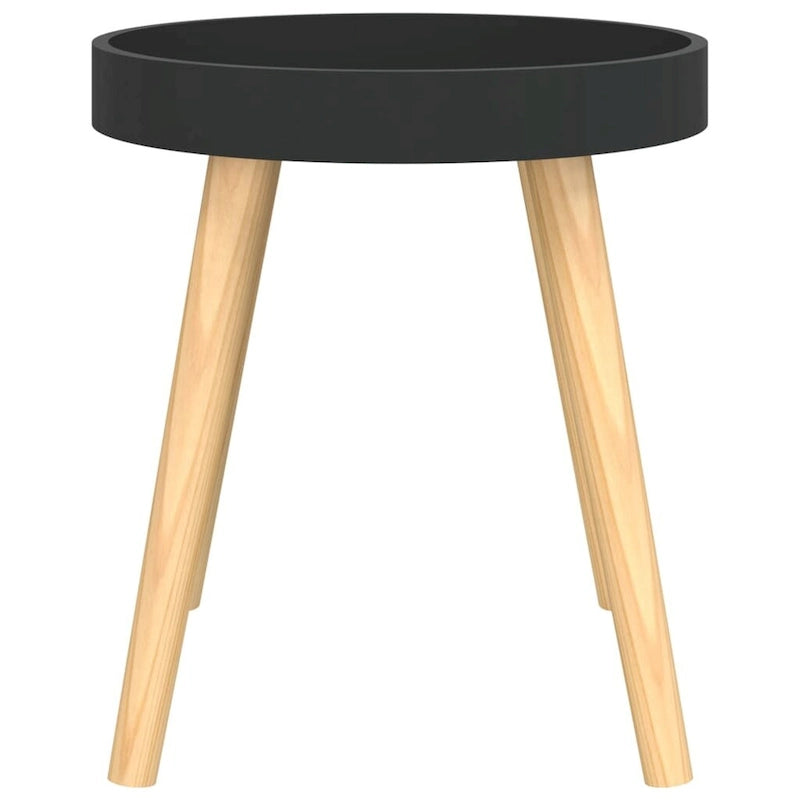 vidaXL Side Table Round End Coffee Table Engineered Wood and Solid Wood Pine - 15 x15 x15.7