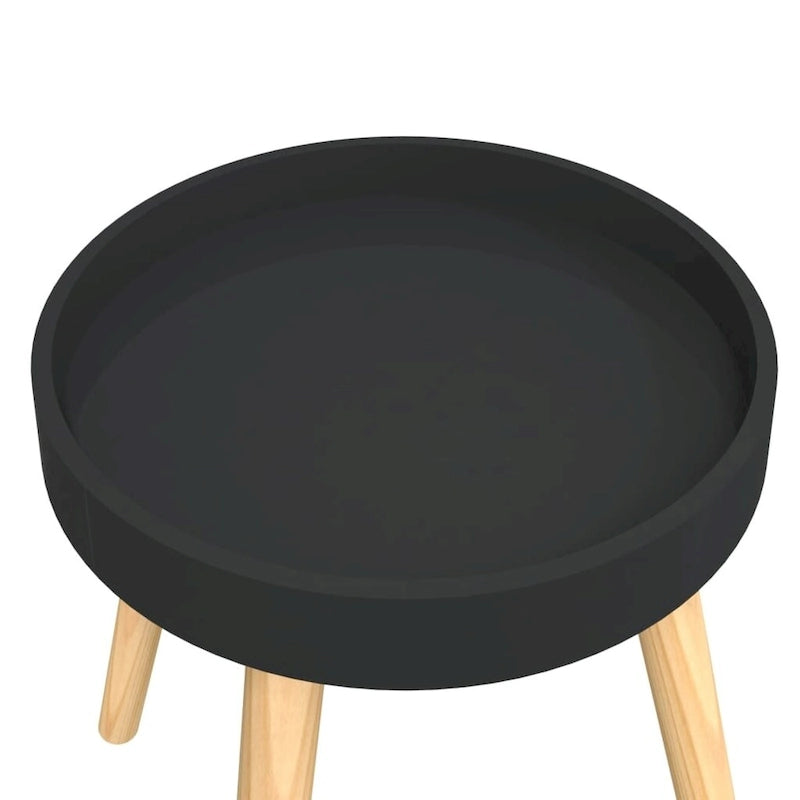 vidaXL Side Table Round End Coffee Table Engineered Wood and Solid Wood Pine - 15 x15 x15.7