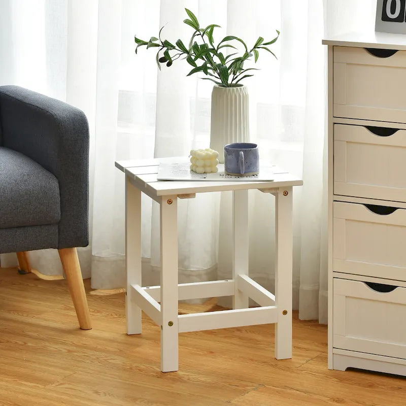 Costway Patio 15  End Side Coffee Table Square Wooden Slat Garden Deck - See details